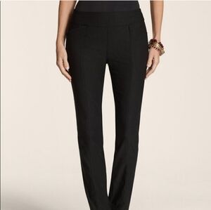Chicos So Slimming Black Pull On Stretch Ponte Straight Pants Size 10 Business